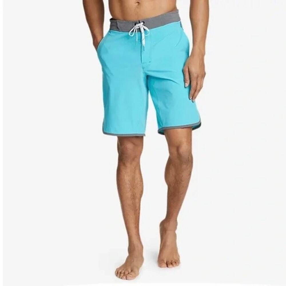 Eddie Bauer Men's Blue & Gray Drawstring Board Shorts Size 40